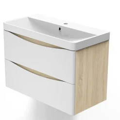Ensemble meubles Salle de Bain 80cm simple vasque + miroir lumineux