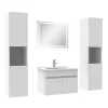 Ensemble meubles Salle de Bain simple vasque 60cm, colonne x2 et miroir Blanc