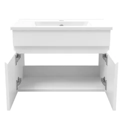 Ensemble meubles Salle de Bain simple vasque 60cm, colonne x2 et miroir Blanc