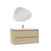 Ensemble meubles Salle de Bain 100cm vasque + miroir 3 couleurs lumineux Chêne Wotan