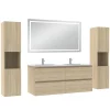 Ensemble meubles Salle de Bain 120cm avec colonne et miroir lumineux 3 couleurs et dimmable Chêne Wotan