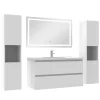 Ensemble meubles Salle de Bain 100cm vasque + colonne + miroir lumineux Blanc