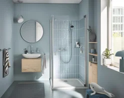 Ensemble mitigeur de douche thermostatique + douchette + flexible et barre, chrome, Grohe Start