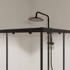 Ensemble portes de douche coulissantes extensibles Noir 80/90x185cm - BLACK SLIDE 80-90