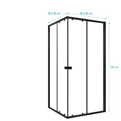 Ensemble portes de douche coulissantes extensibles Noir 80/90x185cm - BLACK SLIDE 80-90