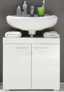Ensemble salle de bain 2 pièces. mélaminé Blanc Brillant L - H - P : 60 - 190 - 34 cm