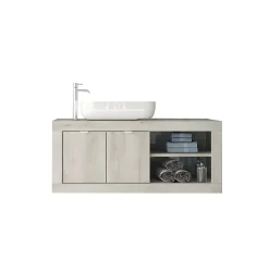 Ensemble salle de bain BASIC pin blanc, 92 x 47 x 45 cm