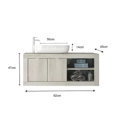 Ensemble salle de bain BASIC pin blanc, 92 x 47 x 45 cm