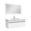 Ensemble Salle De Bain 100cm meuble blanc avec miroir lumineux
