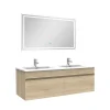 Ensemble Salle De Bain 120cm meuble Chêne Wotan avec miroir lumineux