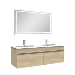 Ensemble Salle De Bain 120cm meuble Chêne Wotan avec miroir lumineux
