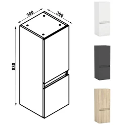 Ensemble Salle De Bain 80cm Blanc meuble + miroir + colonne + simple vasque