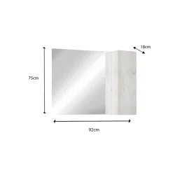 Ensemble salle de bain, meuble+miroir+vasque BASIC pin blanc, 92 x 78 x 45 cm
