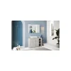 Ensemble salle de bain, meuble+miroir+vasque BASIC pin blanc, 110 x 78 x 45 cm