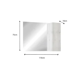 Ensemble salle de bain, meuble+miroir+vasque BASIC pin blanc, 110 x 78 x 45 cm