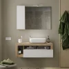 Ensemble salle de bain meuble suspendu+miroir+vasque HAMBURG blanc brillant, Kadiz 110 x 47 x 49 cm