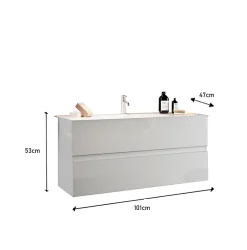Ensemble salle de bain START blanc brillant, 101 x 53 x 47 cm