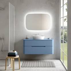 Ensemble salle de bains L. 119 cm meuble sous vasque + plan de toilette bleu mat Alba