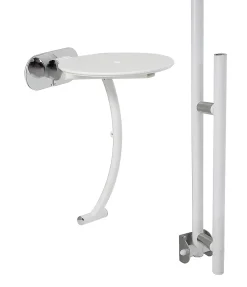 Ensemble siège + barre de maintien PMR pour douche Serenity coloris blanc
