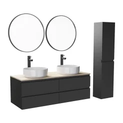 Ensemble SORRENTO double vasque suspendu 120cm