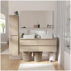 Ensemble SORRENTO double vasque suspendu 120cm