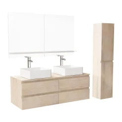 Ensemble SORRENTO double vasque suspendu 120cm