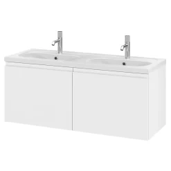 Ensemble sous vasque + plan vasque résine l.120 cm, blanc mat, GoodHome Levanna