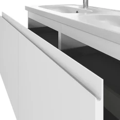 Ensemble sous vasque + plan vasque résine l.120 cm, blanc mat, GoodHome Levanna