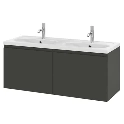 Ensemble sous vasque + plan vasque résine l.120 cm, gris anthracite, GoodHome Levanna