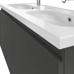 Ensemble sous vasque + plan vasque résine l.120 cm, gris anthracite, GoodHome Levanna