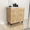 Ensemble sous vasque à poser effet chêne industriel 2 portes + vasque blanche, l.80 cm, Galedo Timber