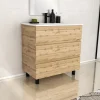 Ensemble sous vasque à poser effet chêne industriel 3 tiroirs + vasque blanche, l.80 cm, Galedo Timber