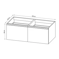 Ensemble sous vasque effet noyer 2 tiroirs + plan vasque blanc en céramique l.120 cm, GoodHome Levanna