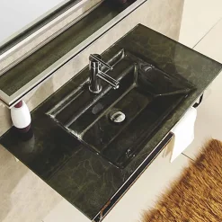 Ensemble vasque, miroir et tablette de bain Oxygen - Vert anglais