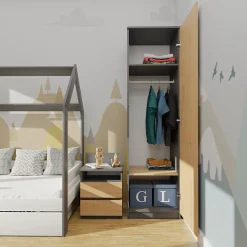 ESME - Armoire simple style scandinave chambre à coucher - 50x50x180 - 1 porte - Dressing