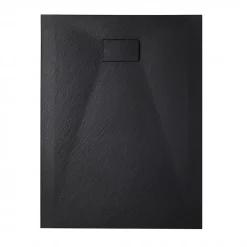 Essential 120x80 cm receveur de douche rectangulaire à poser SMC avec surface effet pierre, noir (CERAES12080B)