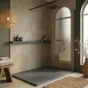 Essential 120x90 cm receveur de douche rectangulaire à poser SMC avec surface effet pierre, gris foncé (CERAES12090DG)