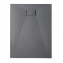 Essential 120x90 cm receveur de douche rectangulaire à poser SMC avec surface effet pierre, gris foncé (CERAES12090DG)