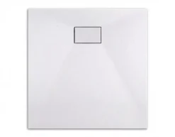 Essential 90x90 cm receveur de douche carré à poser SMC avec surface effet pierre, blanc (CERAES9090W)
