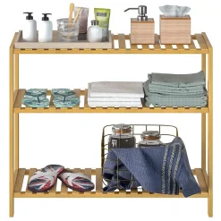 Etagere de Rangement Bambou - Niveaux Reglables en Hauteur - Cuisine Salle de bain Salon