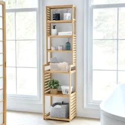 Etagère à 7 niveaux Forssa pour salle de bain cusine salon 165 x 42 x 28 cm en.casa