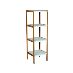 Etagère 4 Niveaux Bambou MDF Blanc MSV