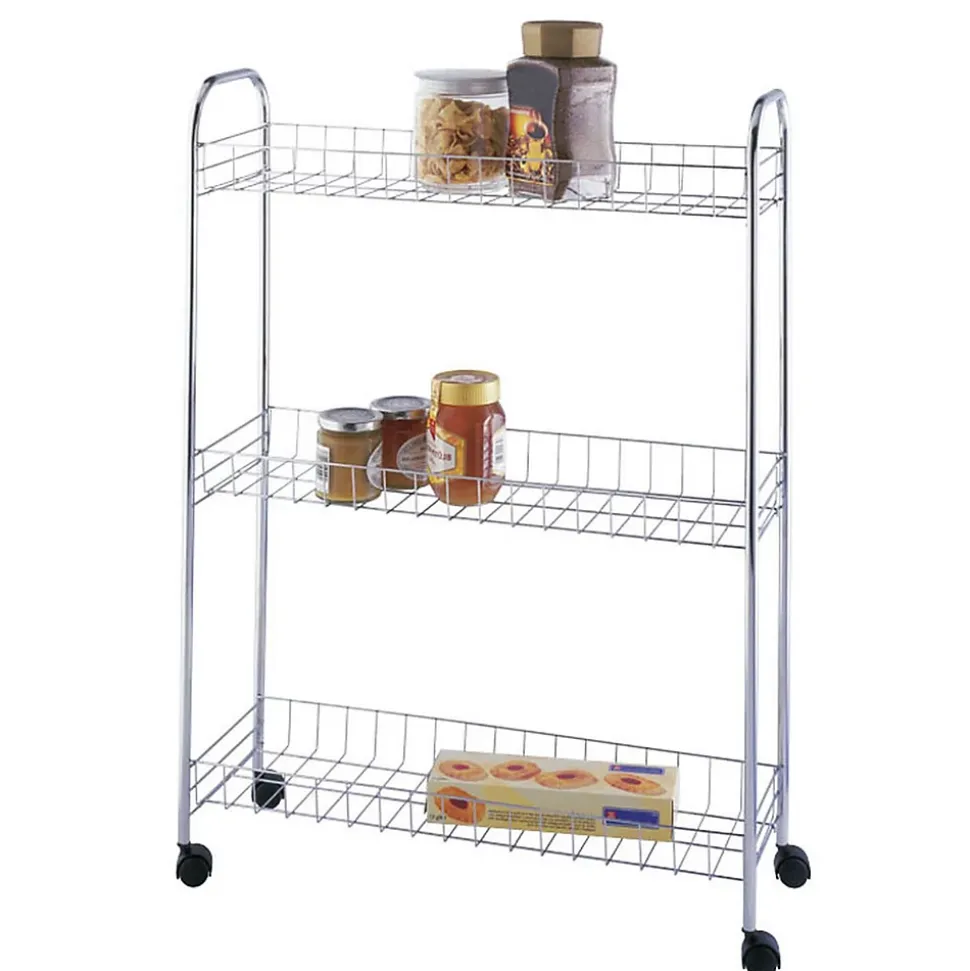 Etagère à roulettes gain de place - Acier chromé