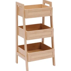 Etagère Cane 3 niveaux H80cm bois clair - Beige- 5five