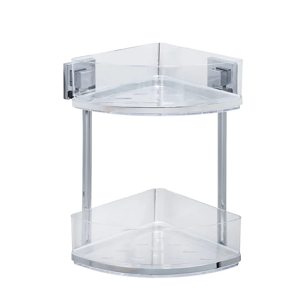 Etagère d'angle en acier inox Quadro 2 niveaux