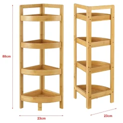 Etagère d'angle Lestijaervi 4 niveaux pour salle de bain ou cuisine 80 x 23 x 23 cm en.casa
