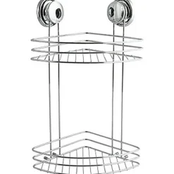 Etagère d'angle MSV - 2 niveaux à ventouse - Chromé