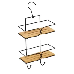Etagère de douche 2 niveaux KIM Bambou Acier Noir MSV