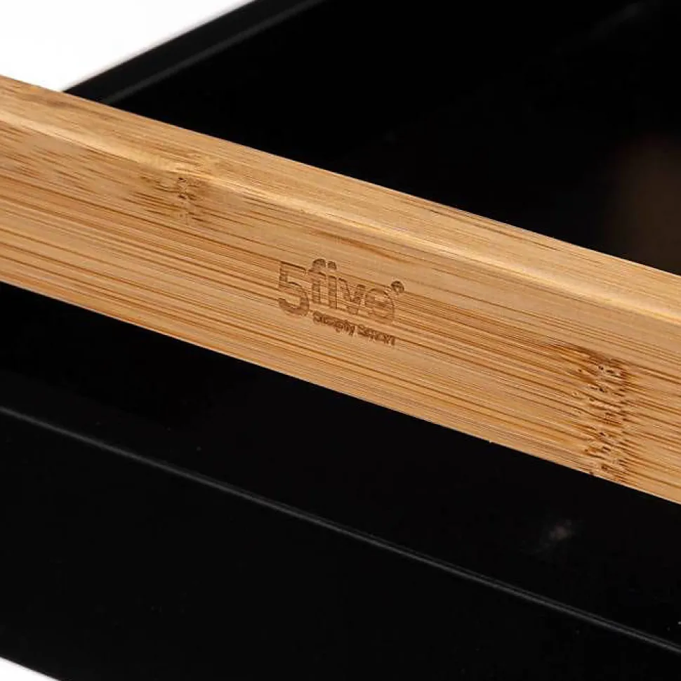Etagère de rangement 3 niveaux en Bambou et Bois Noir H 80 cm
