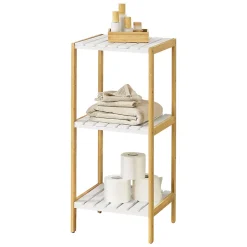 Etagère de rangement Balsfjord 33 x 34 x 80 cm Bambou Blanc en.casa